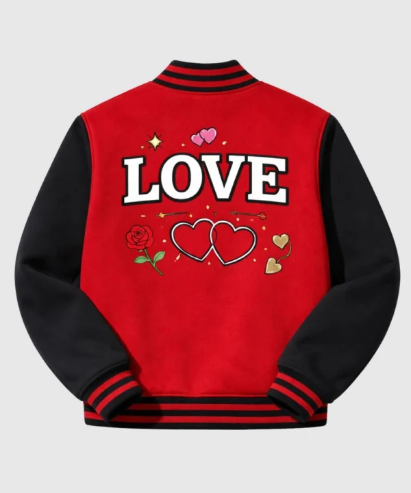 Valentine Day Special Couples Matching Pack Of 2 Varsity Jacket Red & Black