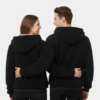 Valentine Day Special Couples Matching Pack Of 2 Wool Zipper Jacket Black & Pink