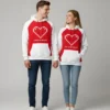 Valentine Day Special Couples Matching Red & White Hoodie