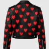 Valentine Day Special Heart-Printed Black Leather Bomber Jacket