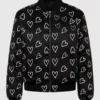 Valentine Day Special Heart-Printed Black Track Bomber Jacket For Men's