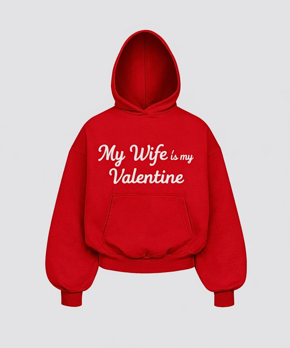 Valentine Day Special My Wife is my Valentine Red Pullover Hoodie