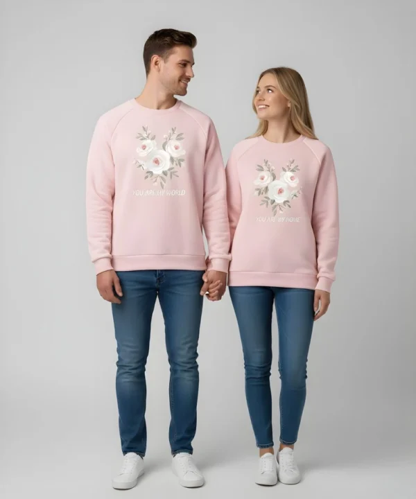 Valentine Day Special Pack Of 2 Couples Matching Pink Sweatshirts
