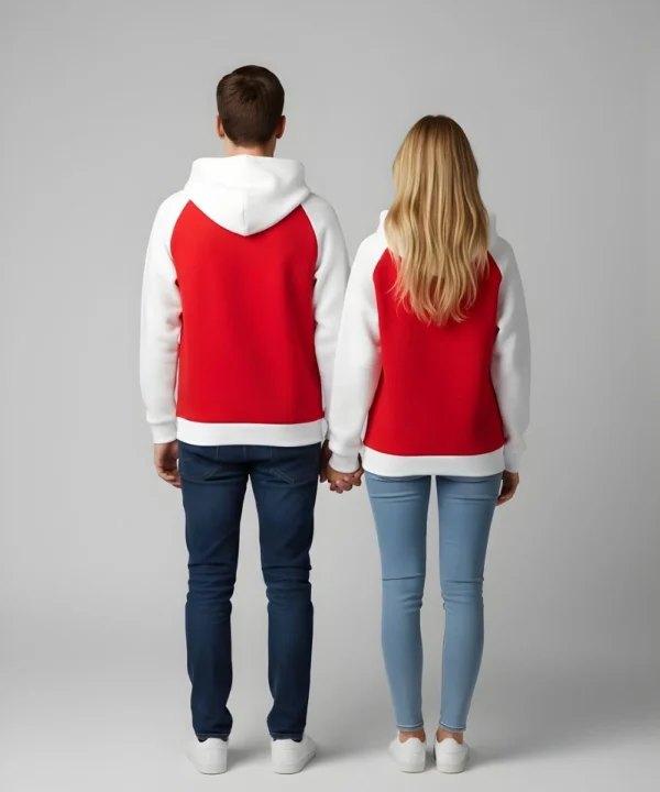 Valentine Day Special Pack Of 2 Couples Matching Red & White Hoodie