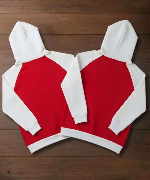 Valentine Day Special Pack Of 2 Couples Matching Red & White Pullover Fleece Hoodie