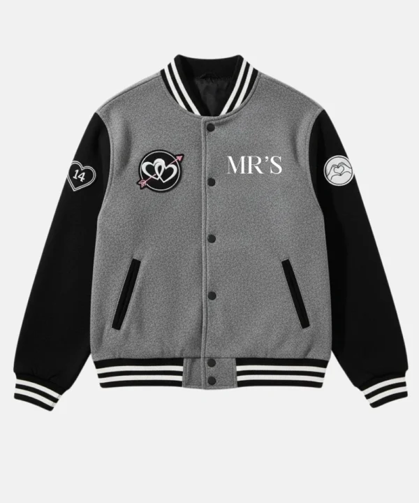 Valentine Day Special Pack of 2 Couples Grey & Black Varsity Jacket