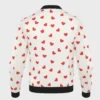 Valentine Day Special White & Red Heart Printed Varsity Bomber Jacket