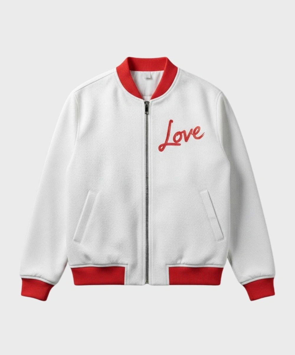Valentine Day Special White & Red Love Varsity Jacket