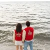Valentine's Day Special Couples Date Night Red & Cream Varsity Bomber Jacket