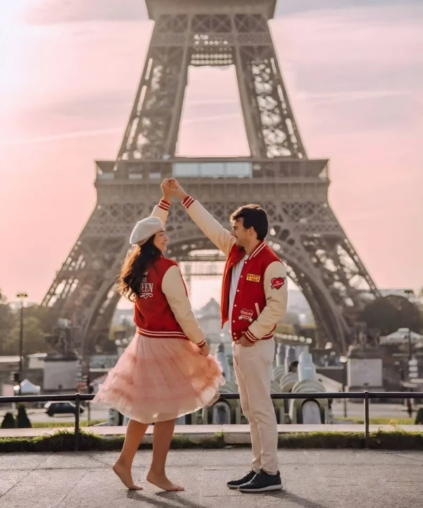 Valentine's Day Special Couples Date Night Red & Cream Varsity Jacket