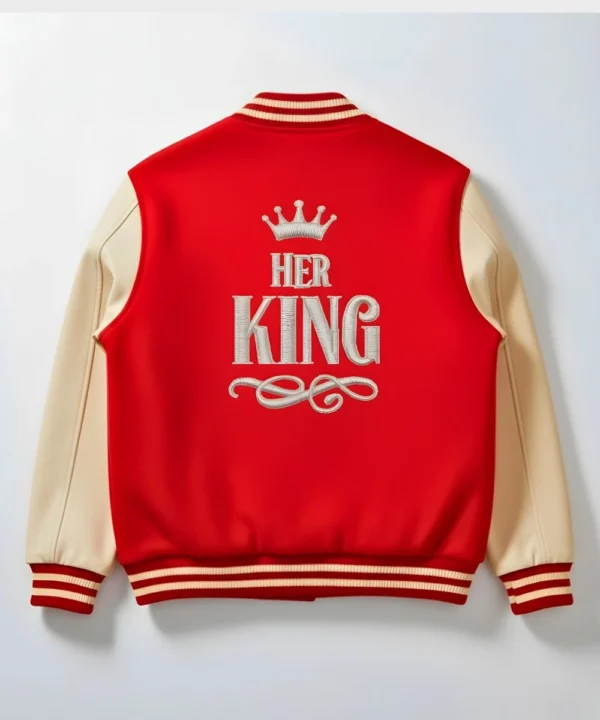 Valentine's Day Special Couples Date Night Red & Cream Varsity Jacket Men's