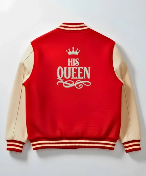 Valentine's Day Special Couples Date Night Red & Cream Varsity Jacket Women's