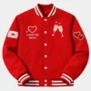 Valentine’s Day Special Couples Matching Red Wool Varsity Jacket