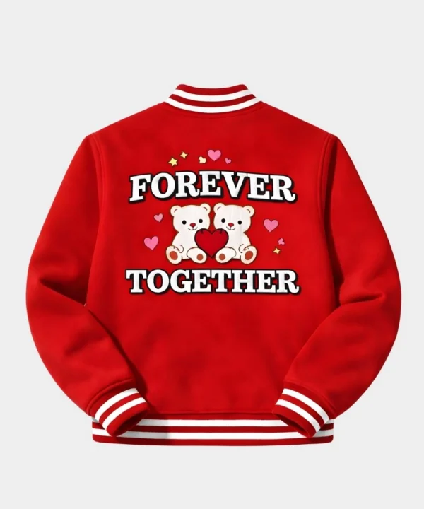 Valentine’s Day Special Couples Matching Wool Varsity Jacket Red