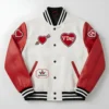Valentine’s Day Special Date Night Couples Bomber Varsity Jacket White & Red
