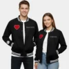 Valentine’s Day Special Pack of 2 Couples Black Varsity Bomber Jacket