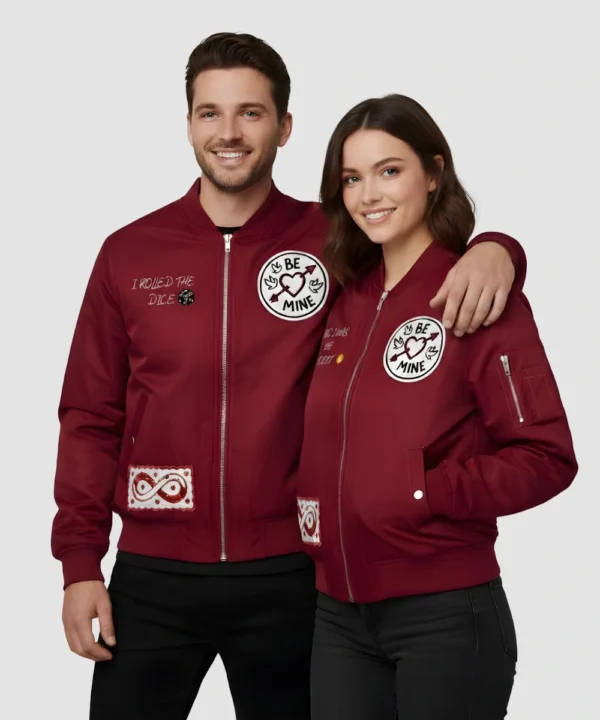 Valentine’s Day Special Pack of 2 Couples Matching Date Night Red Bomber Jacket