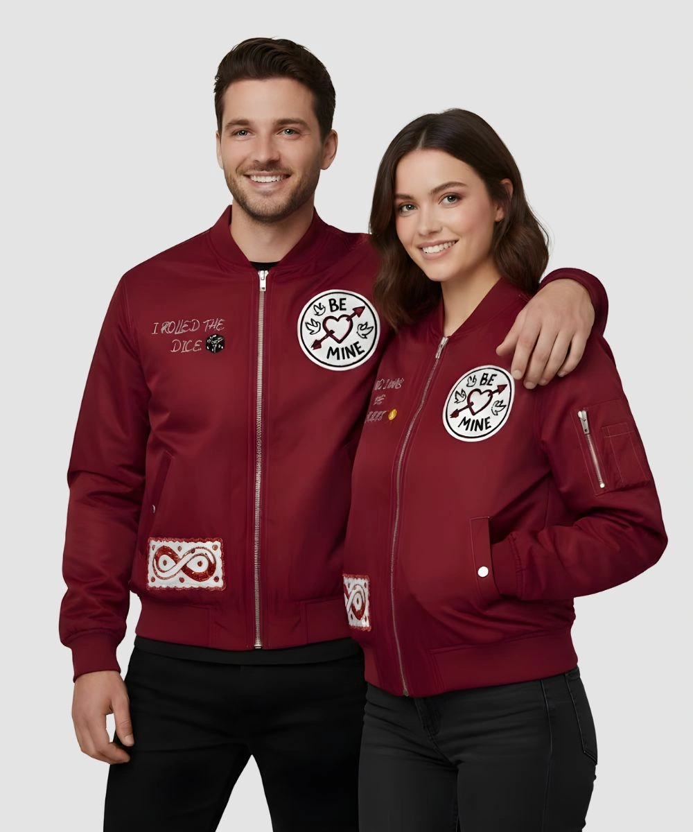 Valentine’s Day Special Pack of 2 Couples Matching Date Night Red Bomber Jacket