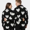 Valentine’s Day Special Pack of 2 Date Night Black Love Hearts Fleece Jacket