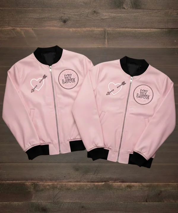 Valentine’s Day Special Pack of 2 Date Night Couples Matching Bomber Jacket Pink