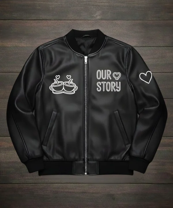 Valentine’s Day Special Pack of 2 Date Night Couples Matching Classic Black Leather Jacket