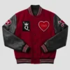 Valentine’s Day Special Pack of 2 Date Night Couples Varsity Bomber Jacket Red & Black