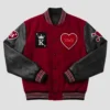 Valentine’s Day Special Pack of 2 Date Night Couples Varsity Jacket Red & Black