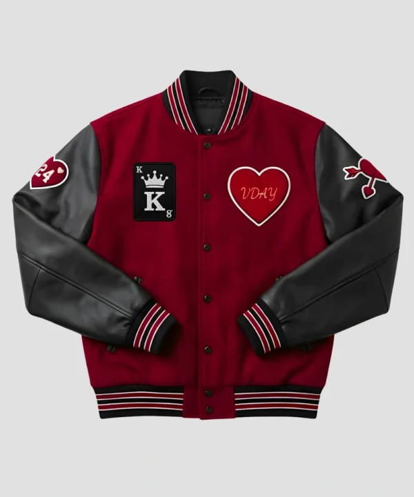 Valentine’s Day Special Pack of 2 Date Night Couples Varsity Jacket Red & Black