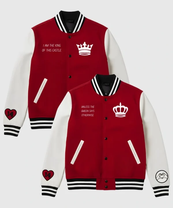 Valentine’s Day Special Pack of 2 Red & White Couples Varsity Jacket
