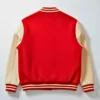 Valentine's Day Special Red & Cream Varsity Bomber Jacket