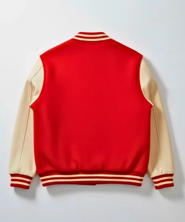 Valentine's Day Special Red & Cream Varsity Bomber Jacket