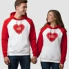 Valentine’s Day Special White & Red Special Pack of 2 Couples Matching Hoodie