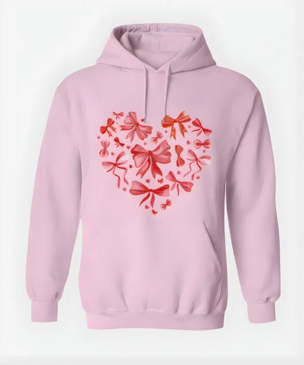 Women's Valentine Day Coquette Heart Pink Pullover Fleece Hoodie