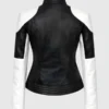 Women's Valentine Day Red Heart Design Black & White Quilted Leather Jacket